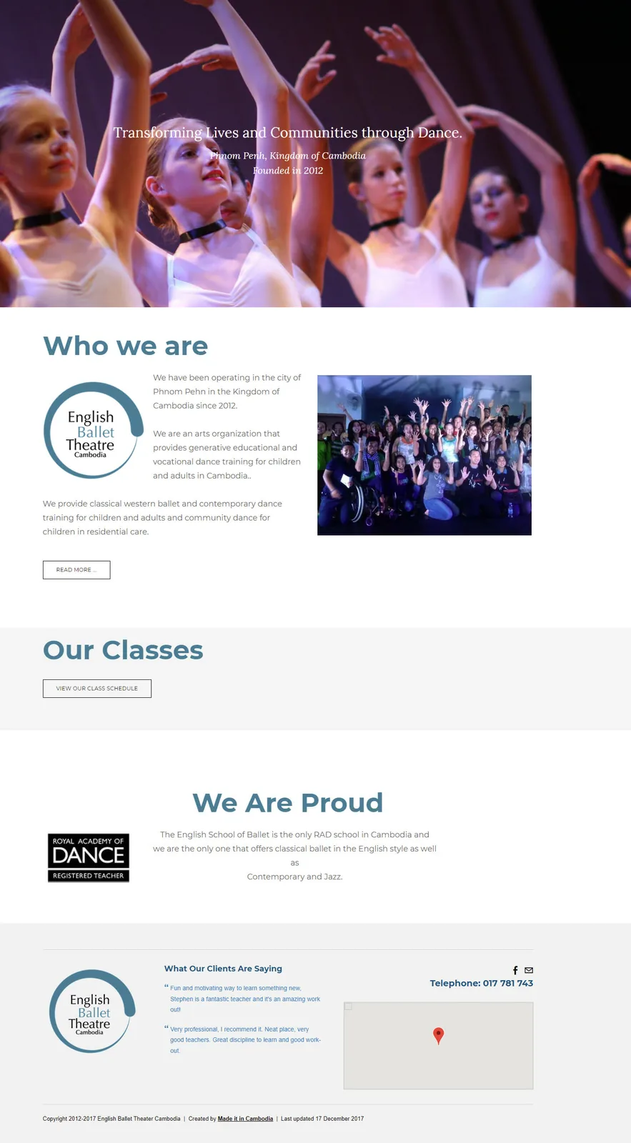The English Ballet Theater Cambodia website