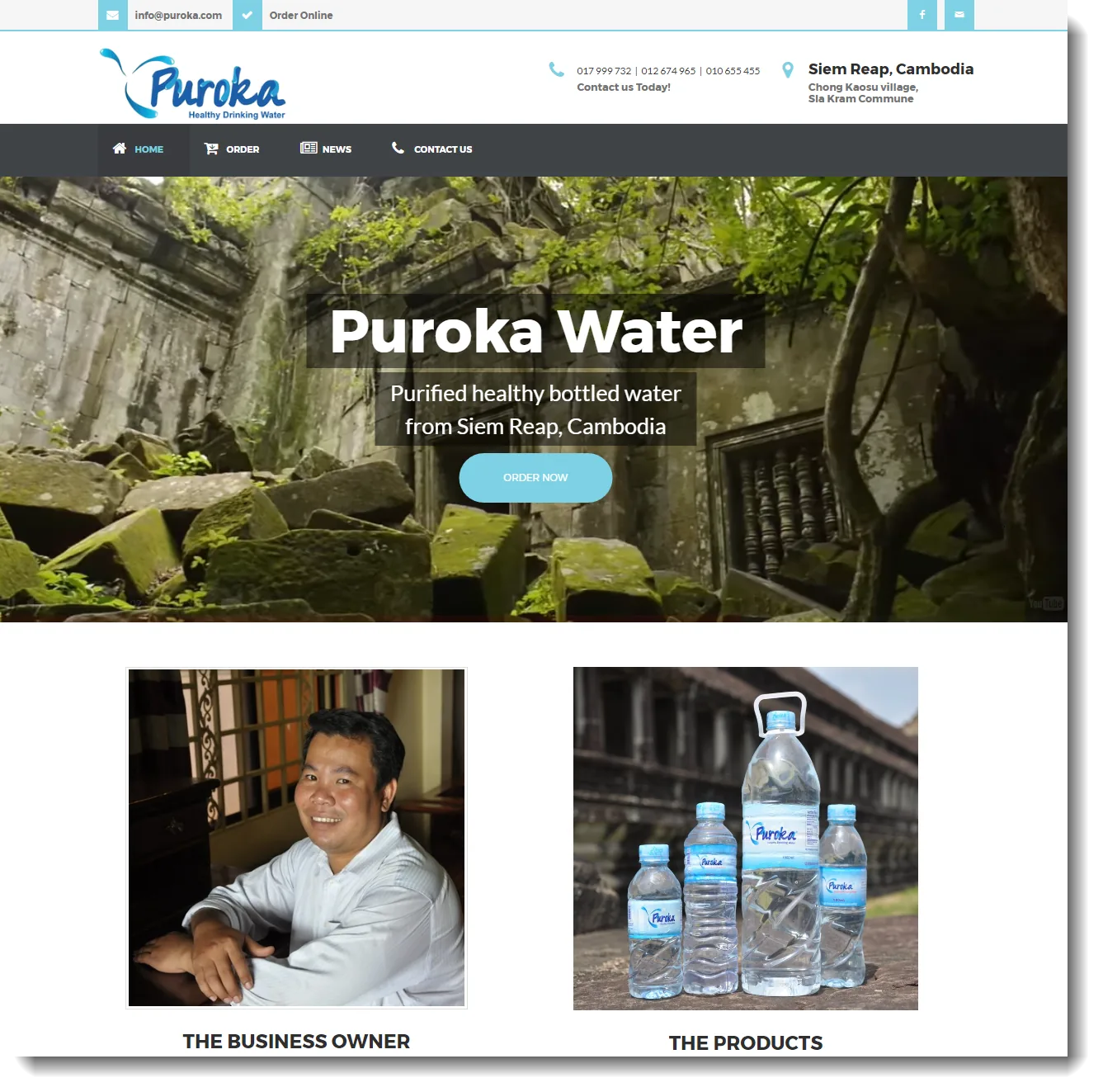 The Puroka Water website